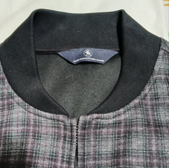Hart Schaffner Marx Plaid Pattern Black Red Grey White Jacket Medium